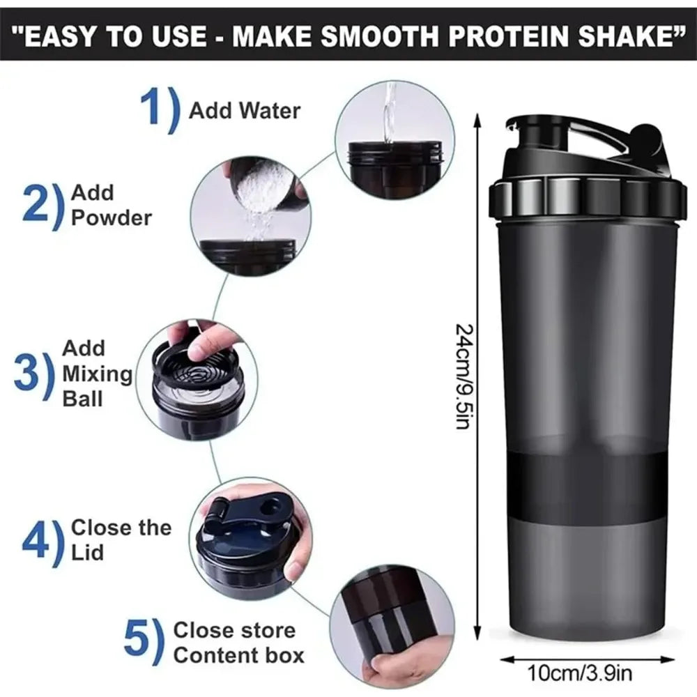 Shaker Deportivo 3 en 1 FEB.WIND – Botella Mezcladora de Proteína y Agua