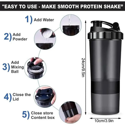 Shaker Deportivo 3 en 1 FEB.WIND – Botella Mezcladora de Proteína y Agua
