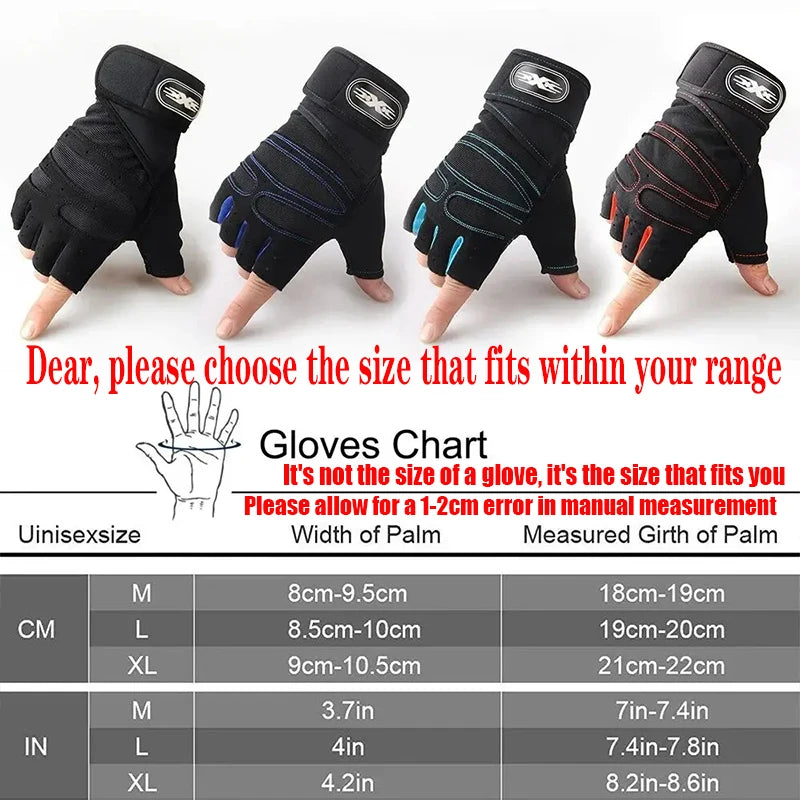 Guantes Gym Antideslizantes de Medio Dedo – Unisex con Soporte de Muñeca
