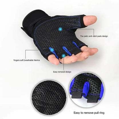 Guantes Gym Antideslizantes de Medio Dedo – Unisex con Soporte de Muñeca